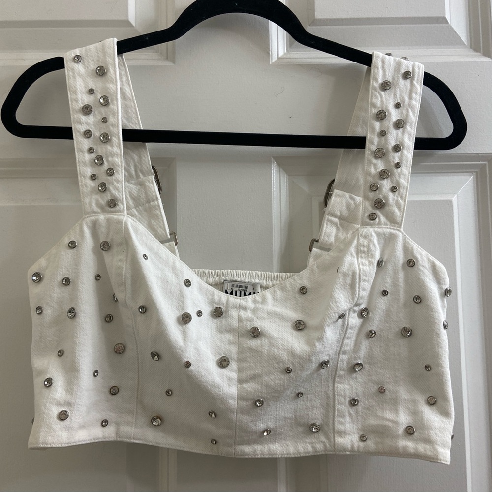 Show Me Your MuMu White Studded Top - Picture 2 of 5